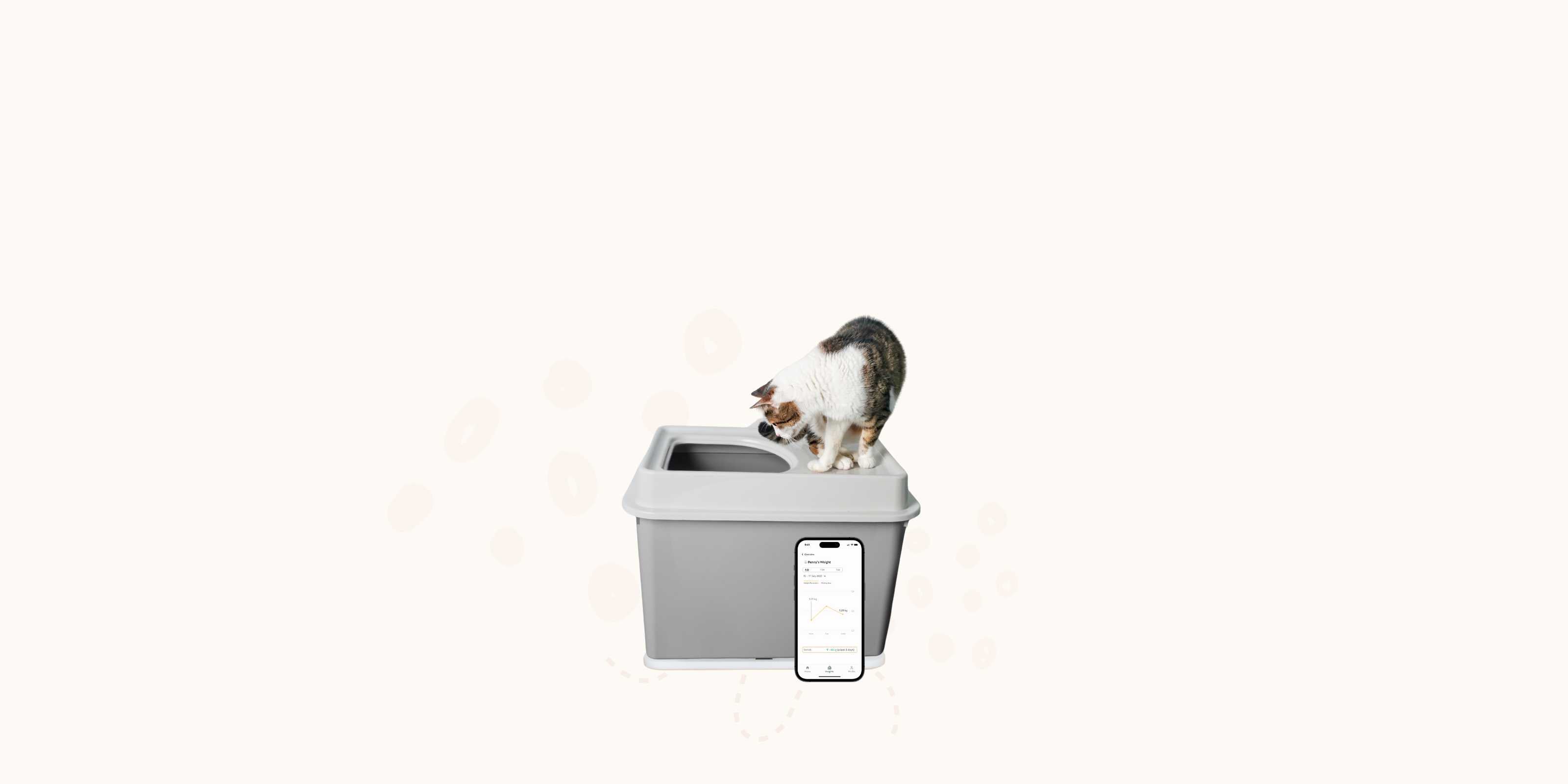 Katze auf Toilette mit Feniska Base und App